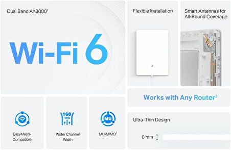 Tp-Link Archer Air E5, Ax3000 Dual-Band Wi-Fi 6 Air Router&Menzil Genişletici, Gigabit Port, Ultra İ