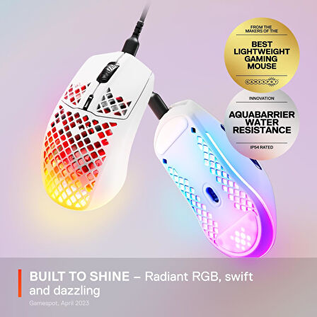 Steelseries Aerox 3 Snow Ultra Hafif Gaming Mouse 8,500 Cpi Truemove Core Optik Sensör, Beyaz, 59 Gr