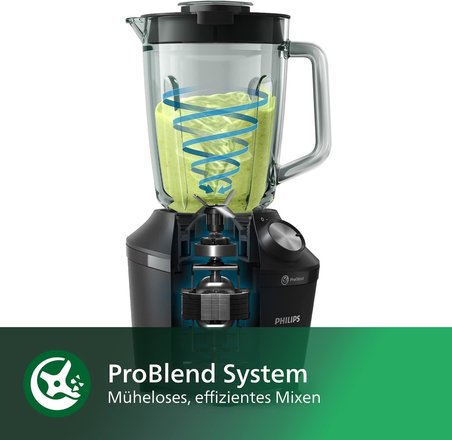 Philips 3000 Serisi Blender Problend Crush Teknolojisi 600 W 2 Lt, 2 Hız Ayarı + Darbe, Cam Hazne, H