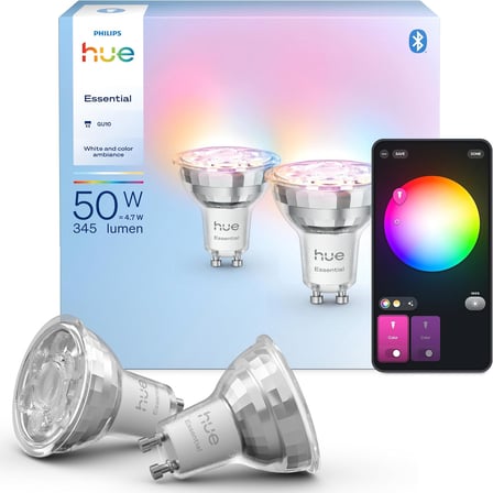 Philips Hue Essential 4.7W Gu10 345 Lumen Renkli Akıllı Spot Ampul (2'Li Ekopaket)
