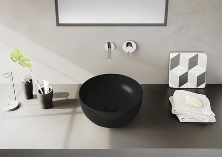 Vitra Outline 5992B483-0016 Yuvarlak Lavabo, 40 Cm, Mat Siyah