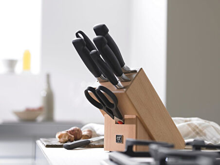 Zwilling Four Star Blok Bıçak Seti, Paslanmaz Çelik, Manyetik Bıçak Bloklu, Gümüş