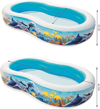 Bestway Family Pool Sea Ground, 262 X 157 X 46 Cm, Çok Renkli
