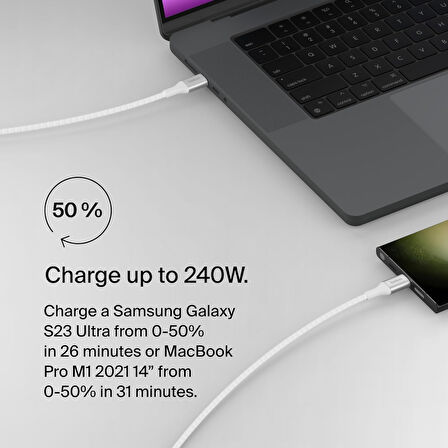 Belkin Boostcharge Usb-C - Usb-C Şarj Kablosu, Hızlı Şarj Kablosu, 240 W Power Delivery, Usb-If Sert