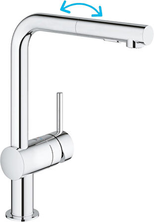 Grohe Eviye Bataryası Spiralli 2 Fonksiyonlu Minta Krom- 30274000