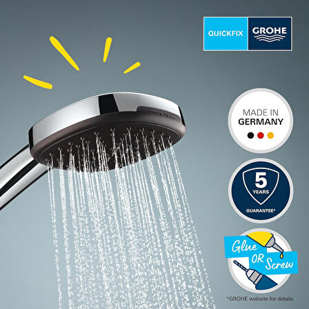 Grohe Vitalio Comfort 110 El Duşu Seti, 110Mm Kare 2 Akışlı El Duşu, Duş Başlığı Tutucu, 1750Mm Duş 