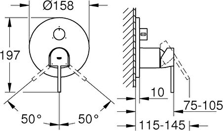 Grohe 3 Yollu Değişimli Tek Kollu Banyo Bataryası