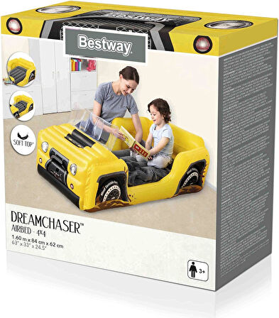 Bestway 67714 Mm Ve Üzeri Çocuklar Için Araba Şişme Yatak, 160 X 84 X 62 Cm