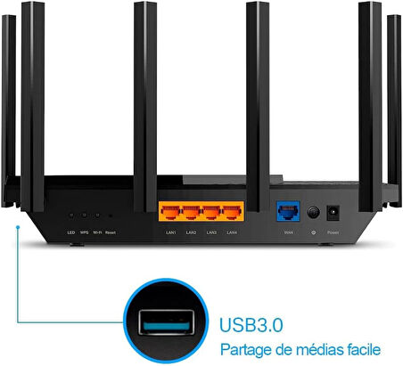 Tp-Link Archer Ax73, Ax5400 Çift Bant Gigabit Wi-Fi 6 Router, Fiber Destekli, 4×Gbps Lan Portlarılar