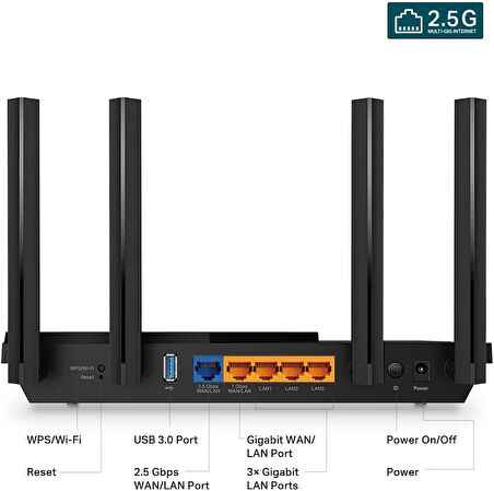 Tp-Link Archer Ax55 Pro, Ax3000 Mbps 2.5G Portlı Multi-Gigabit Wi-Fi 6 Router
