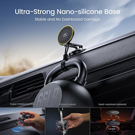 Aohi Kablosuz Magsafe Araç Montaj Şarj Cihazı, Tamamen Metal 15W Hızlı Magsafe Şarj Cihazı, Eller Se