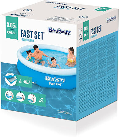 Bestway Fast Set Ayaklı Havuz Pompasız 305 X 66 Cm, Mavi, Yuvarlak