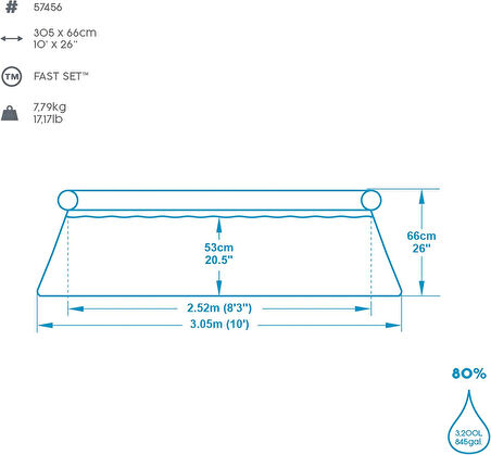 Bestway Fast Set Ayaklı Havuz Pompasız 305 X 66 Cm, Mavi, Yuvarlak