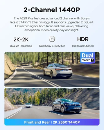 Viofo A229 Plus 3 Kameralı Ön-İç-Arka 2K+2K+1080P Hdr Sony Starvis 2 Wifi Gps’Li Araç Kamerası