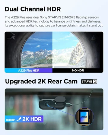 Viofo A229 Plus 3 Kameralı Ön-İç-Arka 2K+2K+1080P Hdr Sony Starvis 2 Wifi Gps’Li Araç Kamerası