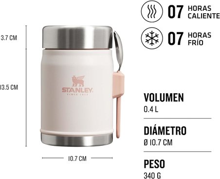 Stanley Classic Legendary Yemek Termosu, Pembe Kuvars (Rose Quartz), 0.4 Litre