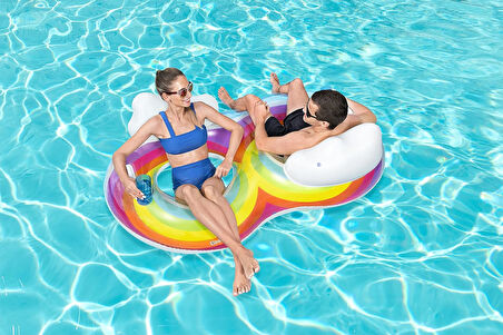 Bestway Rainbow Dreams 2 Kişilik Çift Kişilik Yüzme Tüpü 1.86 M X 1.16 M