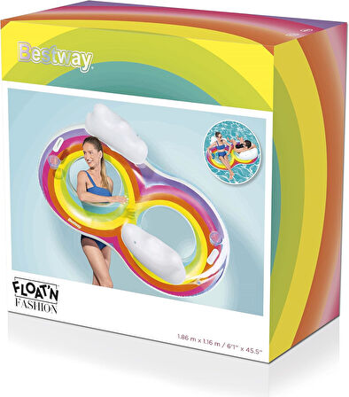 Bestway Rainbow Dreams 2 Kişilik Çift Kişilik Yüzme Tüpü 1.86 M X 1.16 M