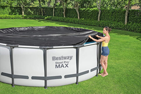 Bestway 5,49M Pvc Havuz Örtüsü 549 Cm Çapındaki Yuvarlak Yer Üstü Havuzlar Için 555 Cm Çap