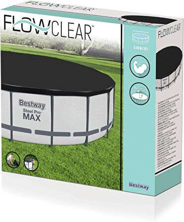 Bestway 5,49M Pvc Havuz Örtüsü 549 Cm Çapındaki Yuvarlak Yer Üstü Havuzlar Için 555 Cm Çap