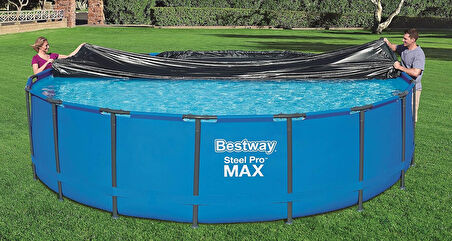Bestway 5,49M Pvc Havuz Örtüsü 549 Cm Çapındaki Yuvarlak Yer Üstü Havuzlar Için 555 Cm Çap