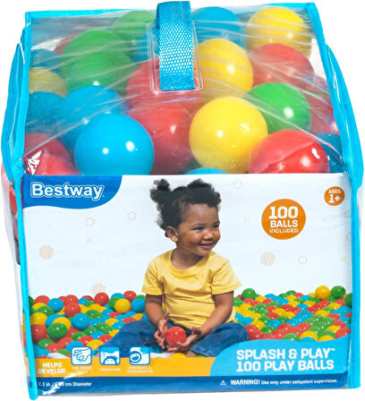 Bestway 100 Splash & Play Topu, Çap 5,85 Cm, 4 Farklı Renkte