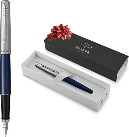 Parker Jotter Mavi Krom Tasarımlı Dolma Kalem, Orta Kalınlıkta Uç, Mavi Mürekkep