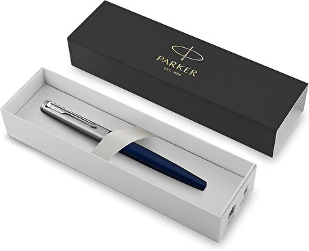Parker Jotter Mavi Krom Tasarımlı Dolma Kalem, Orta Kalınlıkta Uç, Mavi Mürekkep