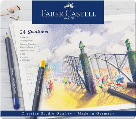 Faber-Castell Goldfaber Sulu Boya Kalemi, 24 Renk, Yüksek Pigment, Canlı Renkler, Su Ile Çözünebilir