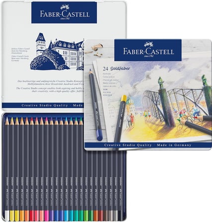 Faber-Castell Goldfaber Sulu Boya Kalemi, 24 Renk, Yüksek Pigment, Canlı Renkler, Su Ile Çözünebilir
