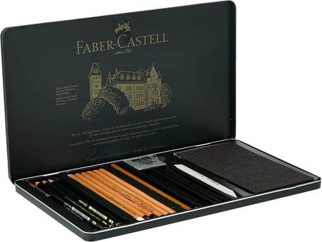 Faber-Castell Pitt Monochrome Çizim Seti, 33 Parça, Siyah Tonlar, Profesyonel Kalite, Yağ İçermeyen 