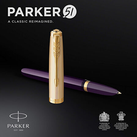 Parker 51 Deluxe Mürdüm Gt, Dolma Kalem, 18K F Uç
