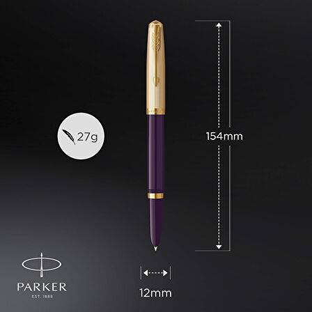 Parker 51 Deluxe Mürdüm Gt, Dolma Kalem, 18K F Uç