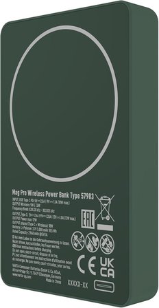 Varta Power Bank 5.000Mah, Powerbank Magnetico, Mag Pro Power On Demand, Caricabatterie Portatile Co