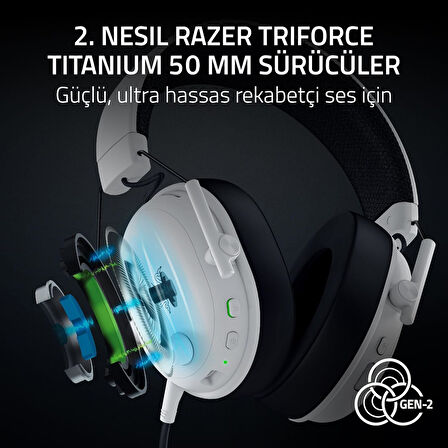 Razer Blackshark V3 - Kablosuz E-Spor Kulaklık - Triforce 50Mm Sürücü - Çıkarılabilir Geniş Bant Mik