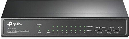 Tp-Link Tl-Sf1009P, 9-Port 10/100Mbps Desktop Switch With 8-Port Poe+