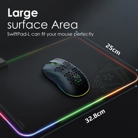Vertux Swiftpad-L, Oyun Fare Altlığı, Düz Kayma, Mikro Dokulu Kumaş Yüzey Büyük (32,8 X 20 Cm), Diki