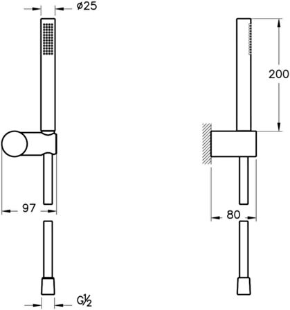 Vitra Suit A45543 1F El Duşu Takımı, Krom
