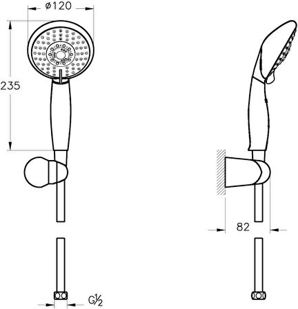 Vitra Cozy A45681 5F El Duşu Takımı, Krom