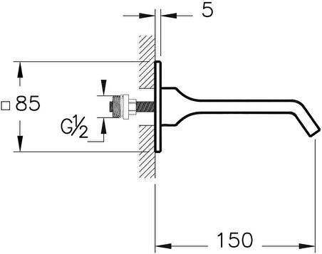 Vitra Suit A4283139 Çıkış Ucu, Parlak Siyah
