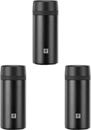Zwilling Thermo Çay Demlikli Matara, Paslanmaz Çelik, Siyah, 420 Ml 3Lü Paket