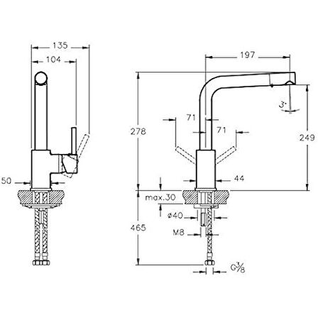 Artema Pure Eviye Bataryası A42136, Krom, 360° Dönebilen, Silikon Perlatörlü, Su Tasarruflu, Sağ/Sol