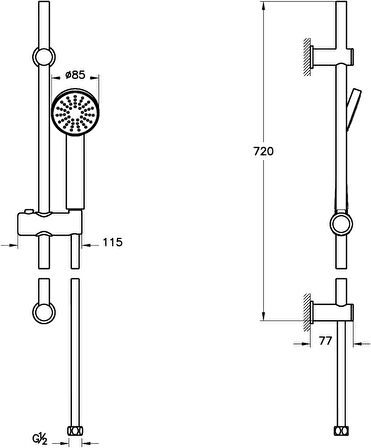 Punto A45251 F Sürgülü El Duşu Takımı