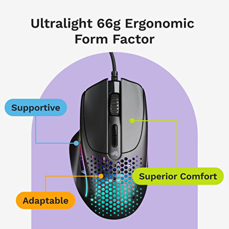 Glorious Model I 2 Kablolu Siyah Oyuncu Faresi: 9 Programlanabilir Düğme (2 Değiştirilebilir), 66 G