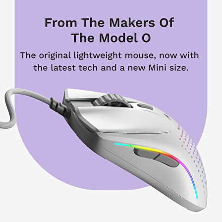 Glorious Model O 2 Mini Beyaz Kablolu Oyuncu Faresi: Hafif 49 Gram, 26K Optik Sensör, 80 Milyon Tıkl
