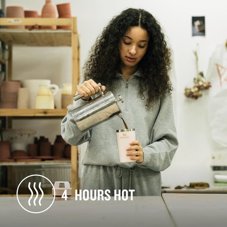 Stanley Cafe To-Go Travel Mug Termos Bardak, Pembe Kuvars (Rose Quartz), 0.35 Litre