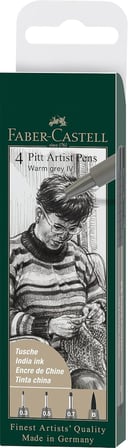 Faber-Castell Pitt Artist Pen Çizim Kalemi Seti, 4’Lü (S, F, M, B Uç), Suya Ve Solmaya Dayanıklı, Ka