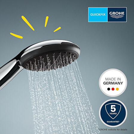 Grohe Vitalio Start 110 El Duşu, 1 Akışlı Yağmur Duşu, 110Mm Yuvarlak Duş Başlığı, Kireç Önleyici Si