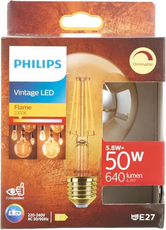 Philips Ledcla 50W G95 E27 2200K Sarı Işık Gold Dim Edilebilir Filament Led Ampul