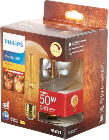 Philips Ledcla 50W G95 E27 2200K Sarı Işık Gold Dim Edilebilir Filament Led Ampul